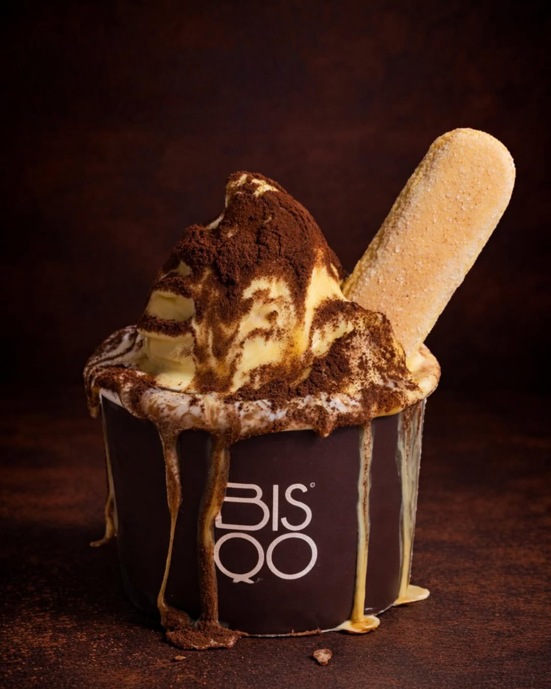 A tiramisu cup crowned with a swirl of house-churned tiramisu soft serve.